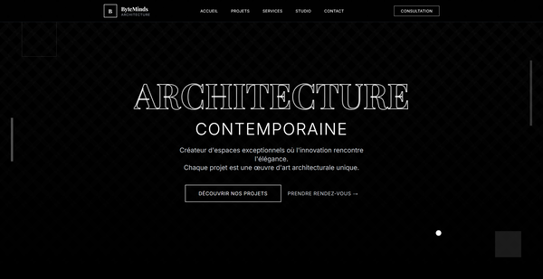 Landing page design pour projets d’architecture