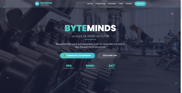 Page de promotion pour application sportive