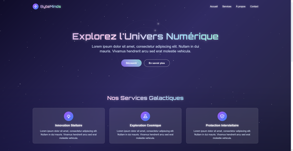 Template explorez l’univers digital par ByteMinds, agence web spécialisée